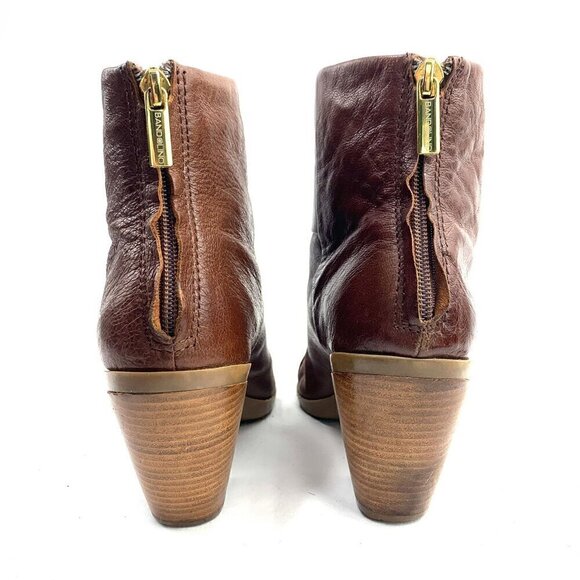 Bandolino Joined To Me Leather Ankle Booties Rear Zipper Western Heel Brown 8M - Picture 2 of 15